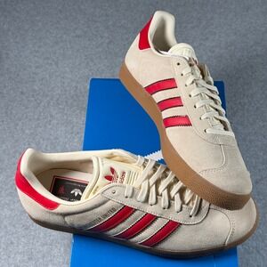 Adidas Gazelle Terrace Cream Red Black Men's 8.5 Suede Retro Sneakers NIB